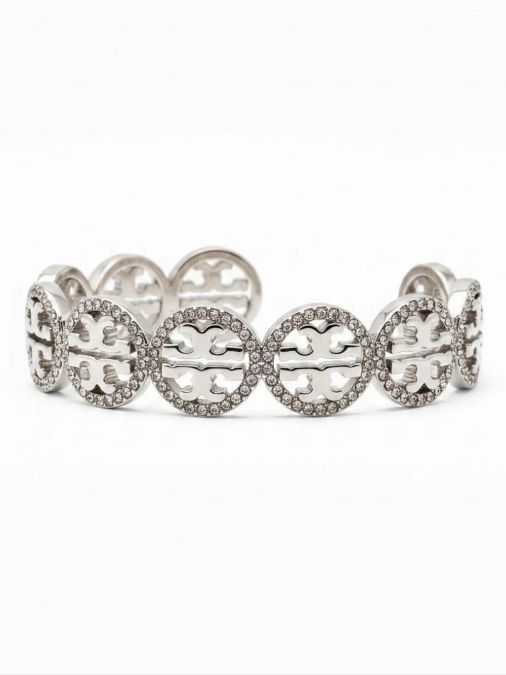 Tory Burch Classic Double T Logo Crystal Shining Bracelet